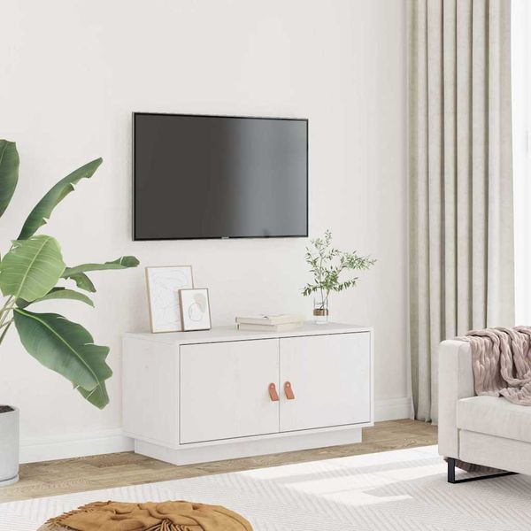 vidaXL TV skrinka biela 80x34x40 cm masívna borovica