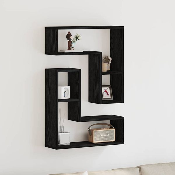 vidaXL Stenná polica 2 pcs Čierny dub 50 x 15 x 85 cm Kompozitné drevo