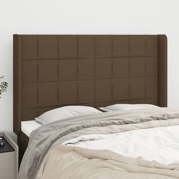 vidaXL Čelo postele so záhybmi tmavohnedé 147x16x118/128 cm látka