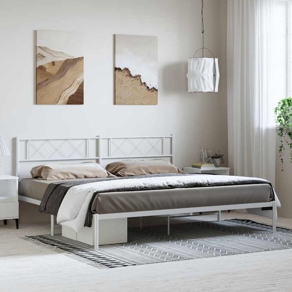 vidaXL Kovový rám postele s čelom biely 183x213 cm