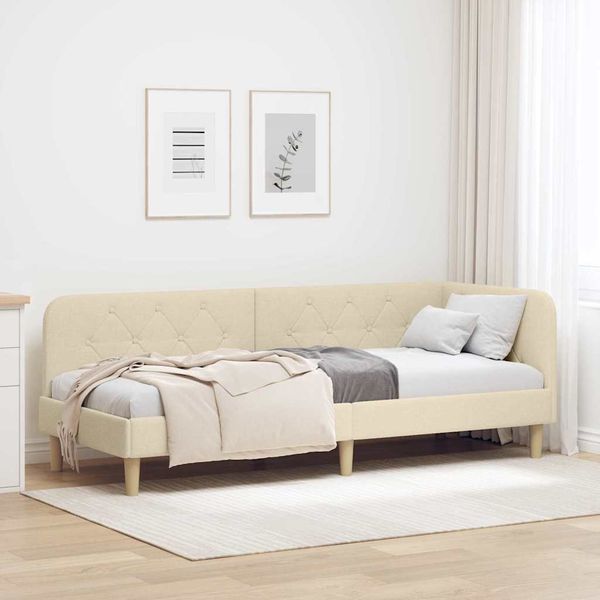 vidaXL Rohový rám postele Krémová 80 x 200 cm látka