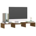 vidaXL Stojan na monitor medovo-hnedý 60x24x10,5 cm masívna borovica