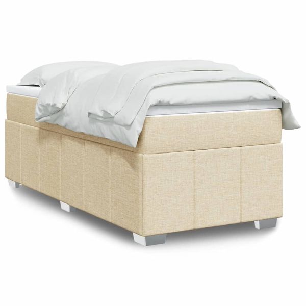 vidaXL Posteľný rám boxsping s matracom krémový 90x200 cm látka