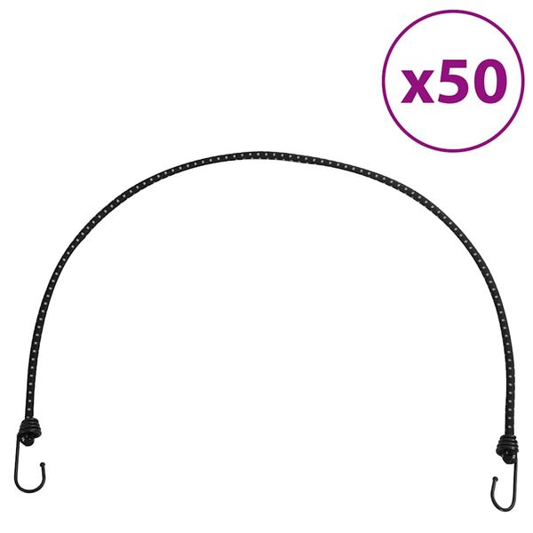 vidaXL Bungee šnúry s reflexnými pásikmi a háčikmi 50 ks 100 cm