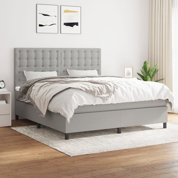 vidaXL Boxspring posteľ s matracom bledosivá 180x200 cm látka
