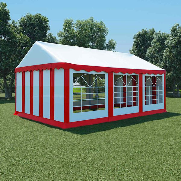 vidaXL Záhradná markíza PVC 4x6 m červeno-biela