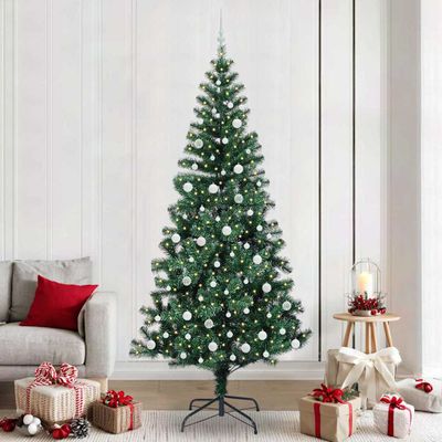 vidaXL Umelý predsvietený vianočný stromček Zelená 240 cm PVC a kov