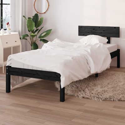 vidaXL Posteľný rám čierny borovicový masív 100x200 cm