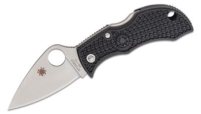 Spyderco MBKLFP Manbug Black Lightweight Leaf Plain vreckový nôž 4,8 cm, Satin, čierna, FRN