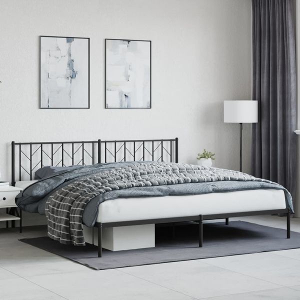 vidaXL Kovový rám postele s čelom čierny 200x200 cm