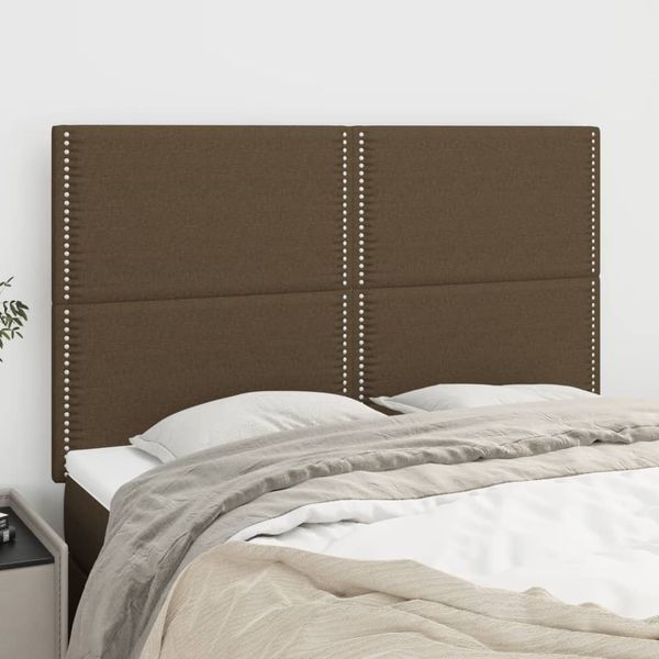 vidaXL Čelo postele tmavohnedé 144x5x118/128 cm látkové