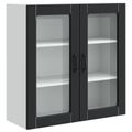 vidaXL Nástenný sklenený kabinet PORTO Čierna 80 x 31 x 80 cm