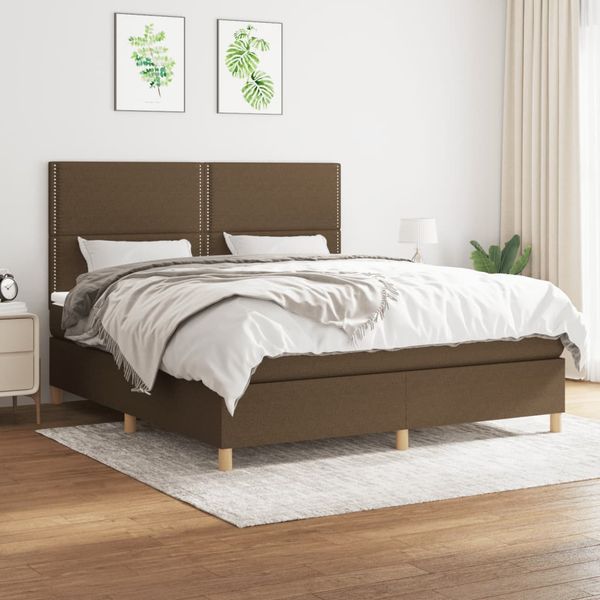 vidaXL Boxspring posteľ s matracom tmavohnedá 180x200 cm látka