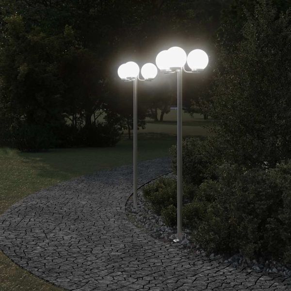 vidaXL Vonkajšie stojace lampy 2ks strieborné 215cm nehrdzavejúca oceľ