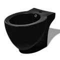 Čierna keramická toaleta a bidet