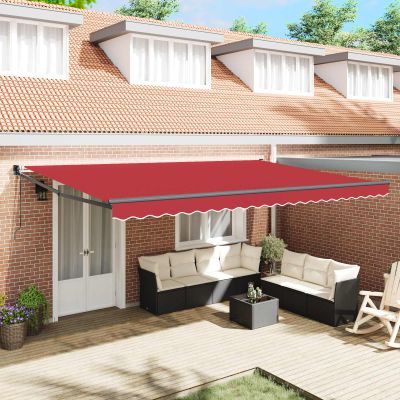vidaXL Sklopná markíza Červená 500 × 300 cm Polyester a kov