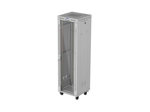 19'' Voľne stojaca racková skriňa 42U 600X600 šedé sklenené dvere lcd lanberg (flat pack) V2