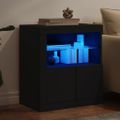 vidaXL Komoda s LED svetlami čierna 60,5x37x67 cm