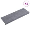 vidaXL Schodové rohože, samolepiace, 5 ks, 65x21x4 cm, svetlosivé, s obdĺžnikovým okrajom
