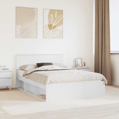 vidaXL Rám postele s čelnou doskou Biela 140 x 200 cm Kompozitné drevo