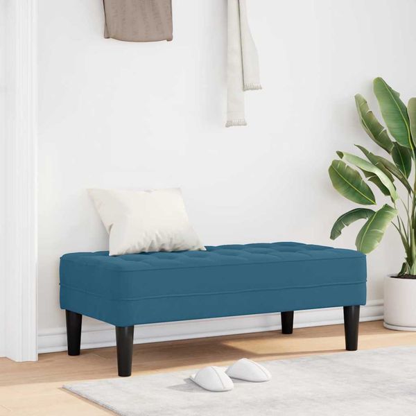 vidaXL lavička s vankúšom Modrá 113 x 57 x 39 cm Zamat