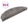 vidaXL Schodové rohože 15 ks 56x17x3 cm sivé, polkruhové