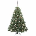 vidaXL Umelý vianočný stromček s 150 LED-i Zelená 150 cm PE a PVC