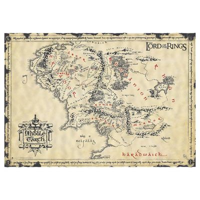 Pergamenový plagát Pán prsteňov - Mapa Stredozeme