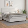 vidaXL Boxspring posteľ s matracom biela 180x200 cm umelá koža