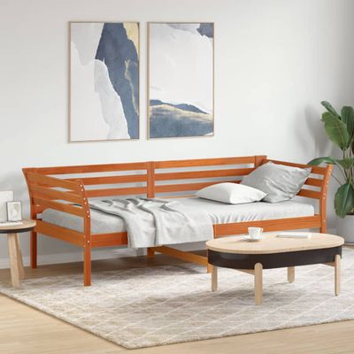 VidaXL Denná posteľ bez matraca Vosk Hnedá 100x200 cm Masív Borovica