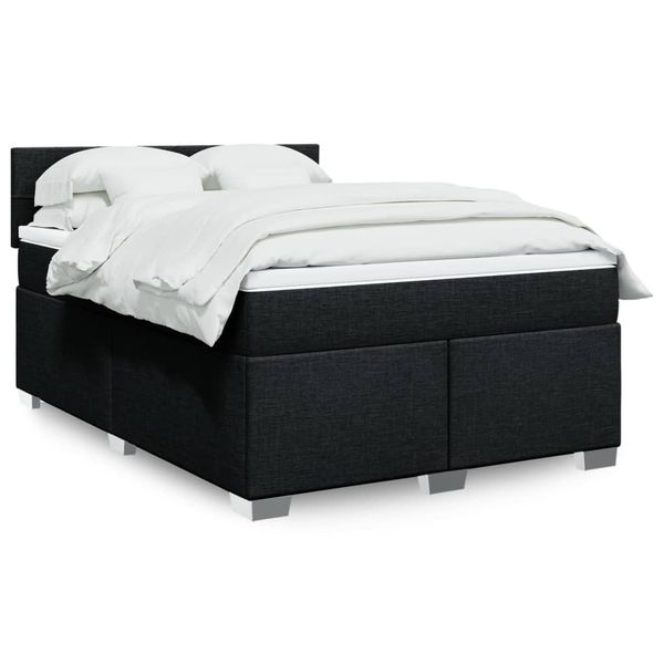 vidaXL Posteľný rám boxspring s matracom čierny 140x200 cm látka