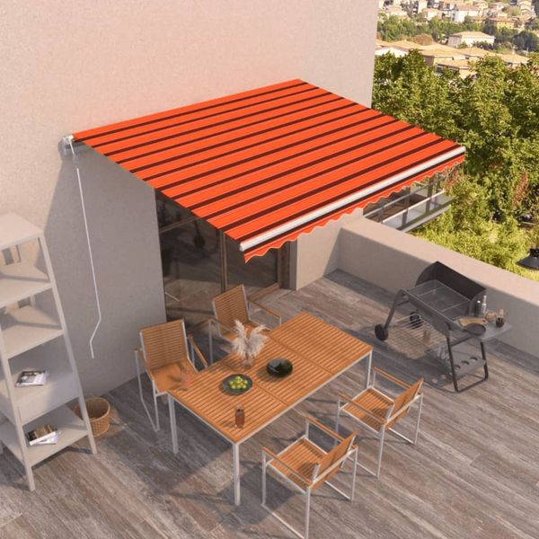 vidaXL Automatická zaťahovacia markíza 450x300 cm oranžová a hnedá