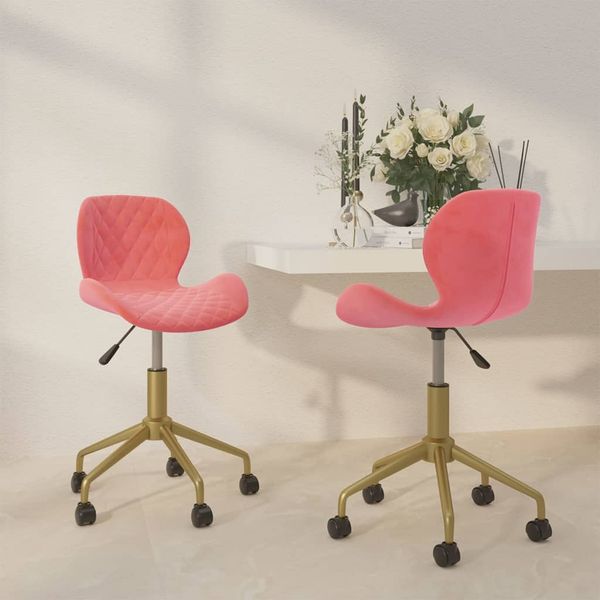 335034 vidaXL Swivel Dining Chairs 2 pcs Pink Velvet