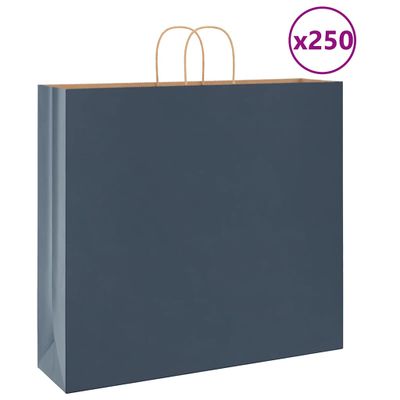 vidaXL Papierové tašky 250 ks s rúčkami, modré, 54x15x49 cm