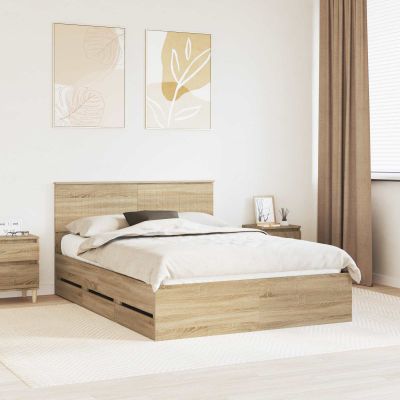 vidaXL Rám postele Sonoma dub 140 x 200 cm Inžinierske drevo