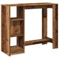 vidaXL Barový stôl s policami staré drevo 124x46x103,5cm kompoz. drevo