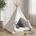 vidaXL Psí teepee s vankúšom Biela 40 x 40 x 50 cm Polyester