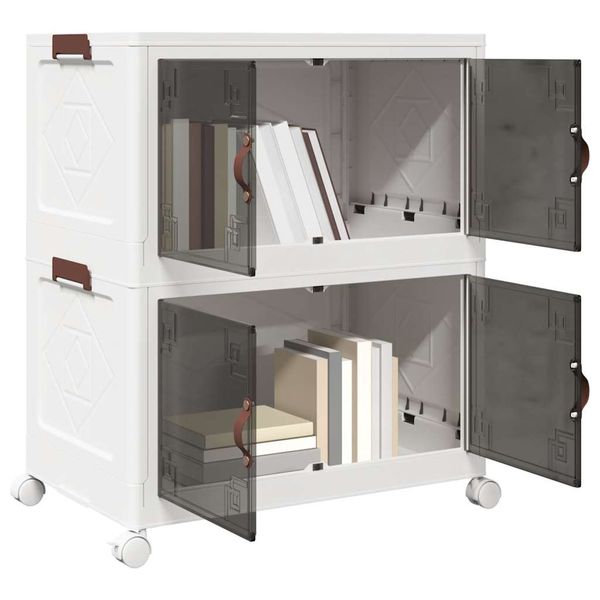 vidaXL stohovateľný úložný box s kolesami 2-poschodový 75L 64x40x76 cm