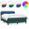 vidaXL Posteľný rám boxsping s matracom a LED tmavozelený 140x210 cm zamat