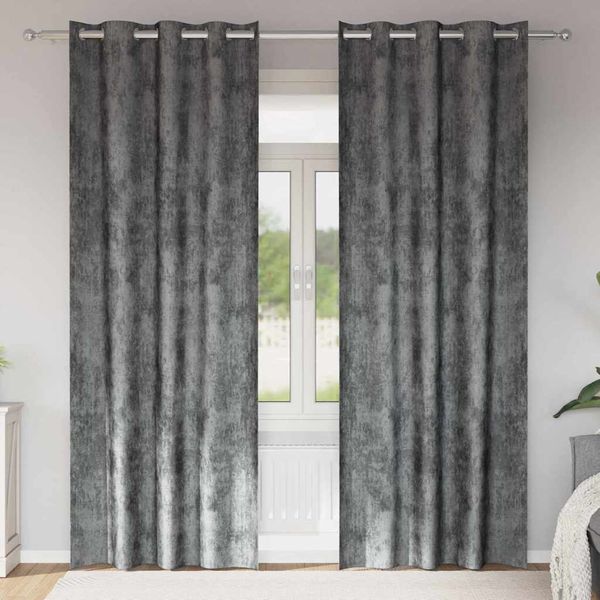 vidaXL Sametové závesy so záclonami 2 pcs Sivá 225 x 140 cm Zamat