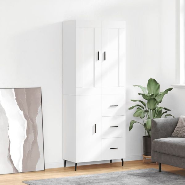 vidaXL Vysoká skrinka biela 69,5x34x180 cm spracované drevo