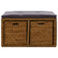 vidaXL Lavica s 2 košíkmi z morskej trávy 71x40x42 cm hnedá