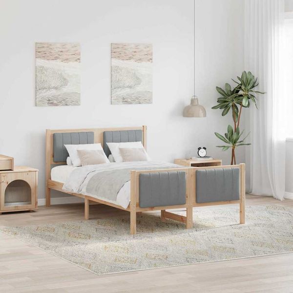 vidaXL Rám postele Hnedá a svetlo šedá 120 x 190 cm Borovicový masív