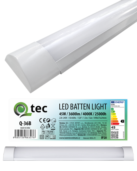 Q-36B 45W LED BATTEN LIGHT podlinkové svetlo - biele QTEC 150cm