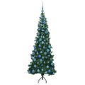 vidaXL Rohový umelý vianočný strom s 300 LED-i Zelená 180 cm PVC a kov