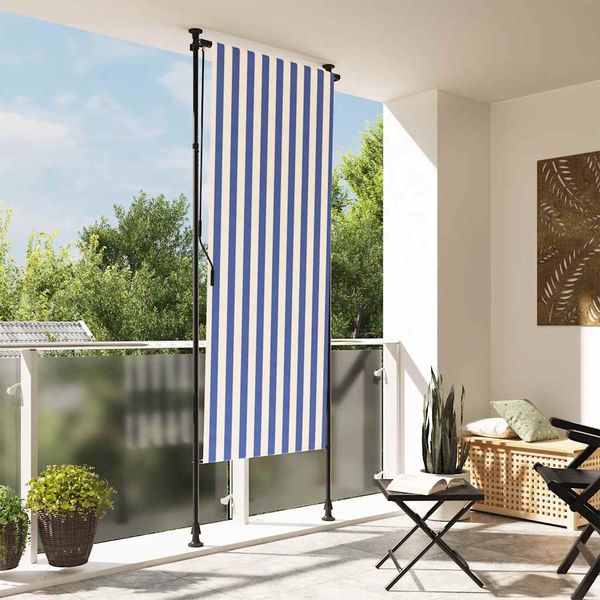 vidaXL Vonkajšia roleta modro-biela 120x270 cm látka a oceľ