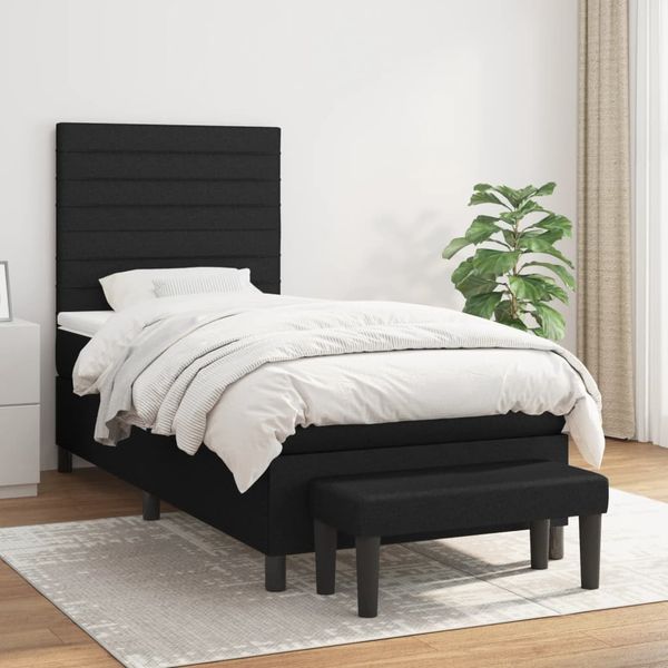 vidaXL Posteľný rám boxspring s matracom čierny 80x200 cm látka