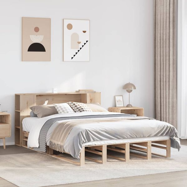vidaXL Posteľ s knižnicou bez matraca 150x200 cm masívne drevo