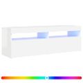 vidaXL TV skrinka s LED svetlami lesklá biela 120x35x40 cm