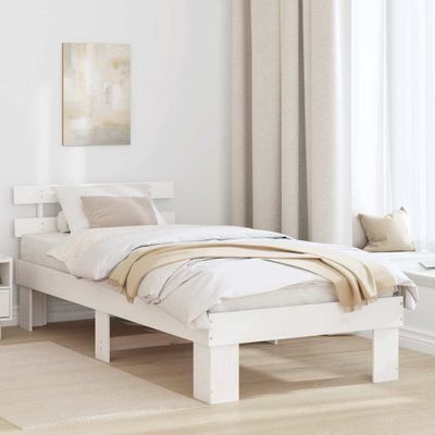 vidaXL Rám postele Biela 80 x 200 cm Masívne borovicové drevo